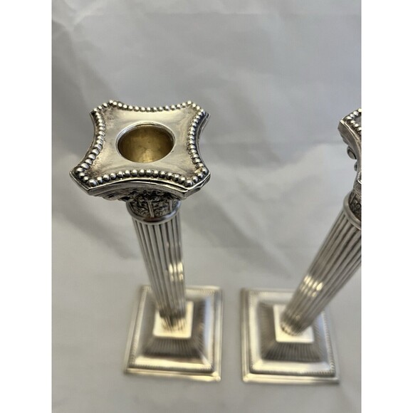 F.B. Rogers Silver Company Silver Plate Candlestick Pair Corinthian Columns VTG - Picture 7 of 11